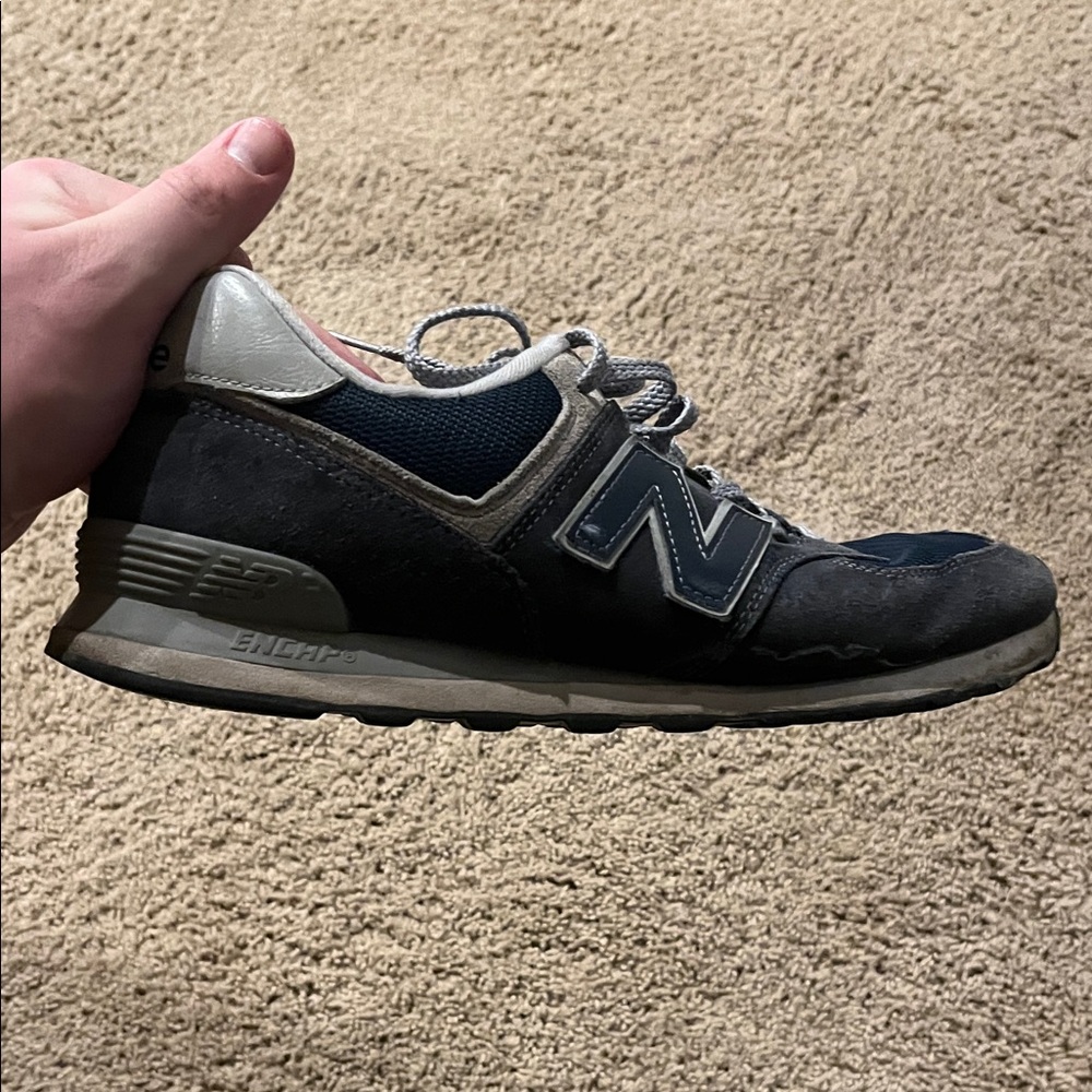 New Balance Men's Navy and Cream Sneakers